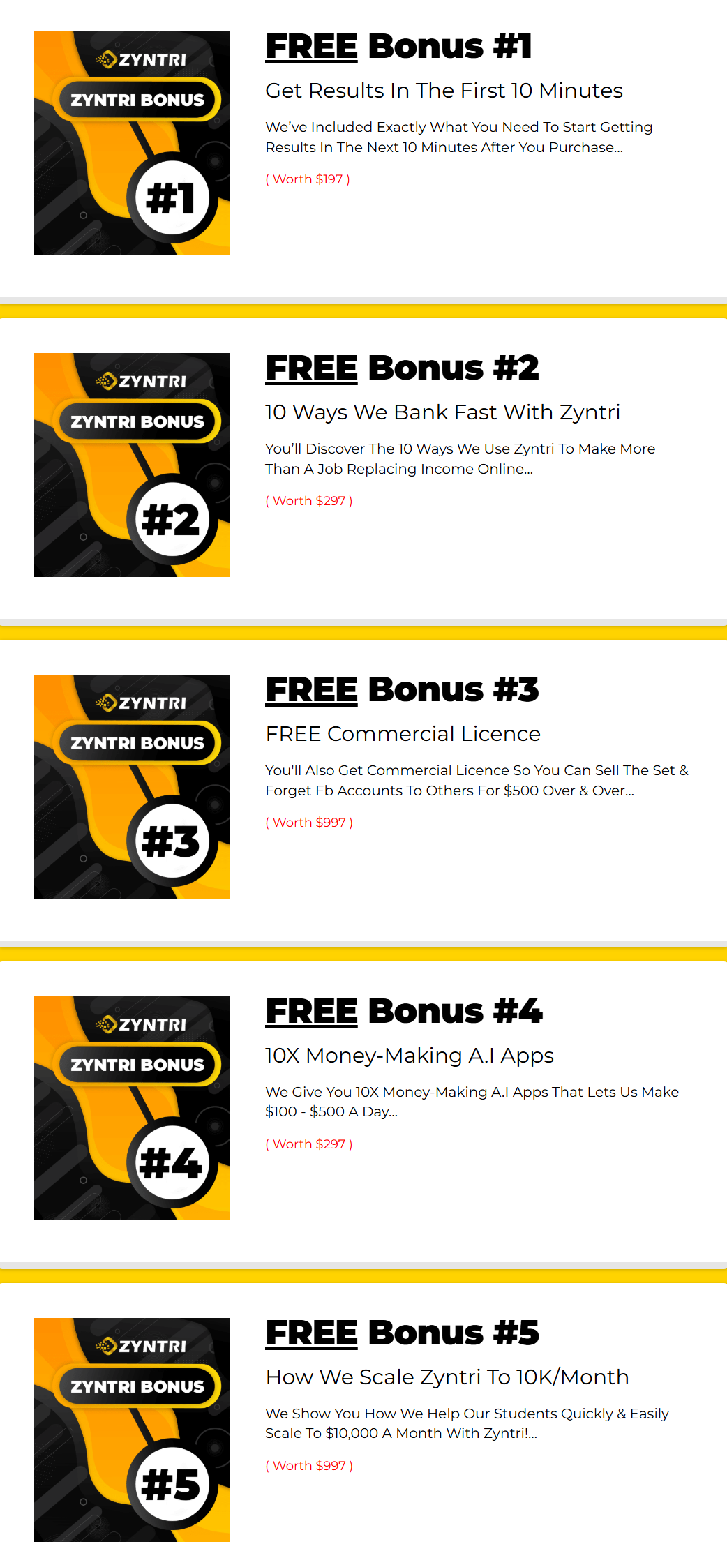 Zyntri Bonuses