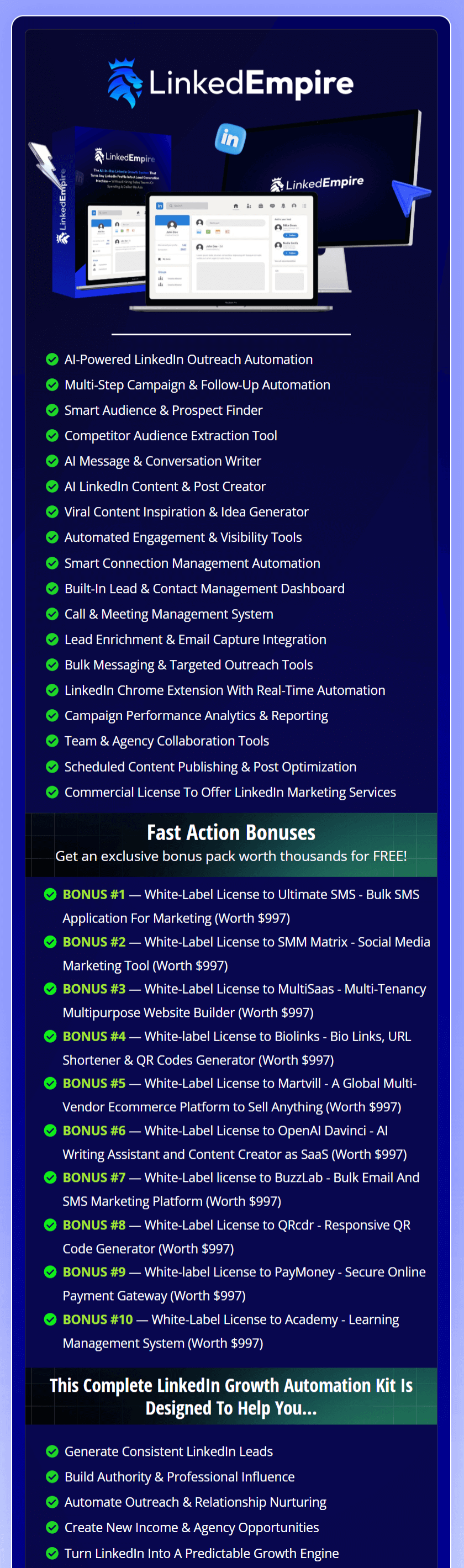 LinkedEmpire bonuses